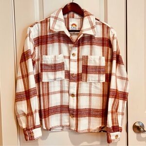 C&C California pink plaid flannel shacket M NWOT